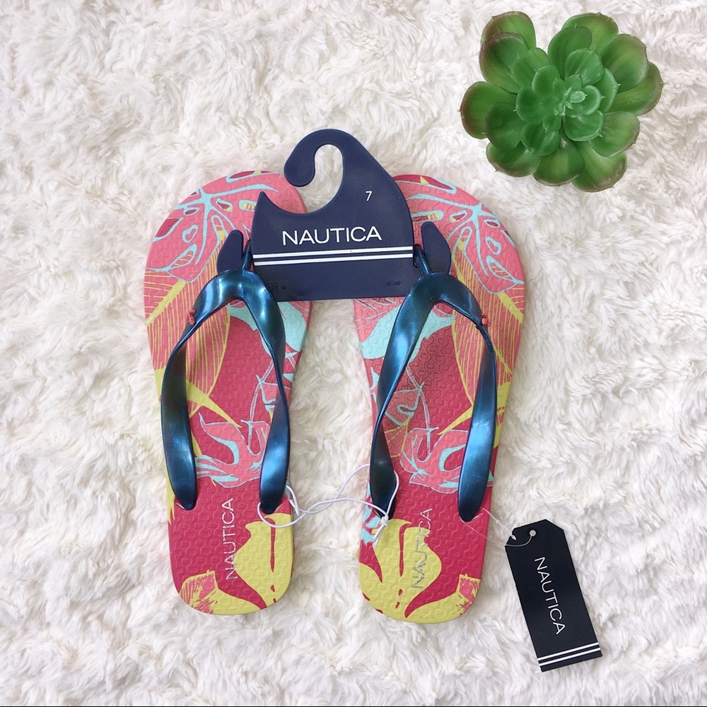 (NWT) Nautica Tropical Pink and Yellow Sandals